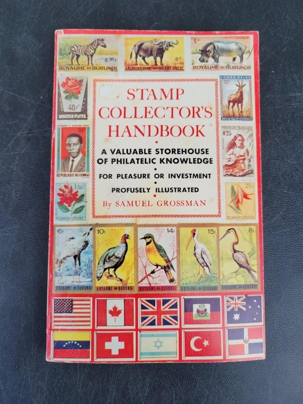 Vintage Stamp Collector's Handbook Samuel Grossman Red PB Philately Illustrated